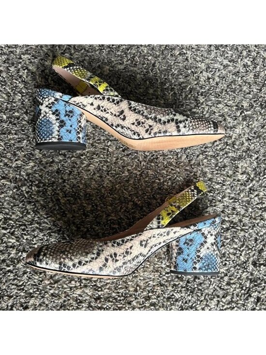 J. Crew Shoes - J.Crew Slingback Leather Snake Print Block Heels Size 8 Boho Western Indie